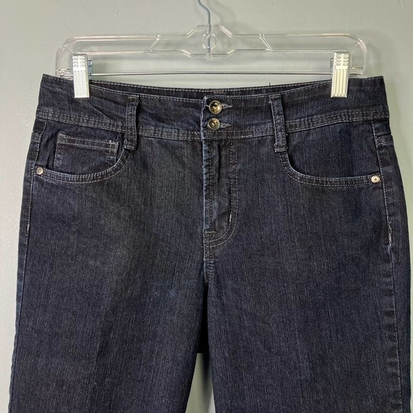 Nine West Melanie Skimmer Dark Wash Studded Denim Capri Length Jeans Size 6 27 - Picture 2 of 16